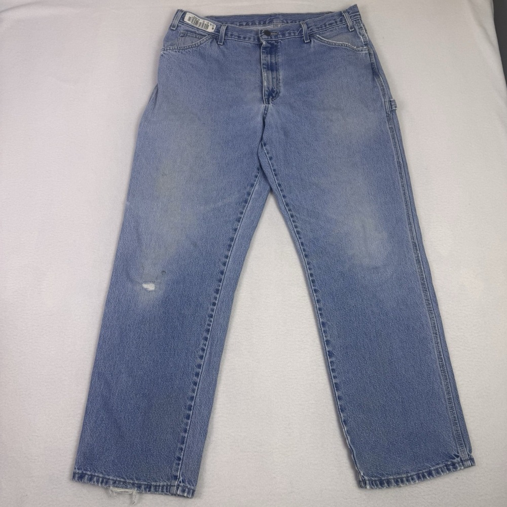 Dickies Jeans Mens 34x31 Light Wash Blue Regular Straight Carpenter Denim
